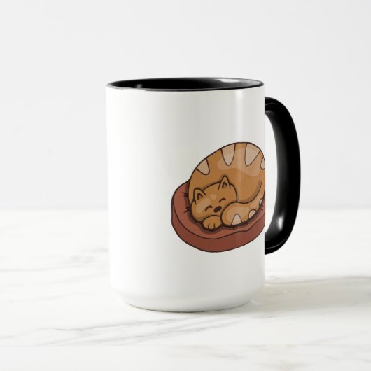 Cute Brown Sleeping Kitty Cat Mok (Voorkant rechts)