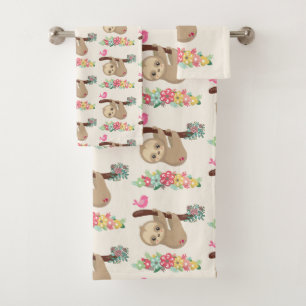 Cute Brown-sleuf onderaan patroon Bad Handdoek