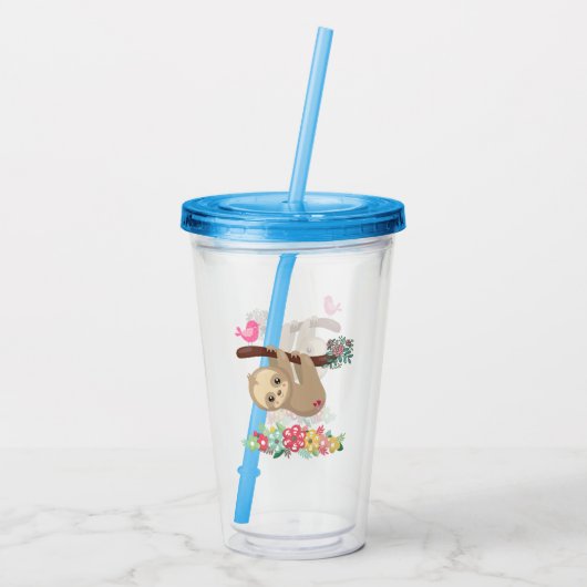 Cute Brown-sleuf ondersteboven Acryl Drinkbeker (Achterkant)