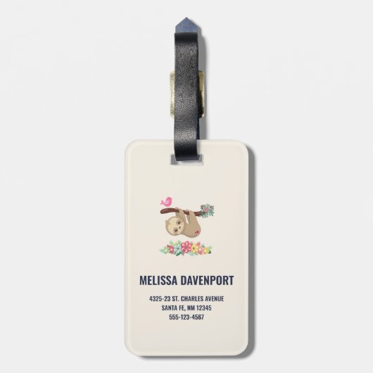 Cute Brown-sleuf ondersteboven Bagagelabel (Achterkant verticaal)