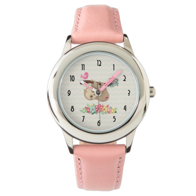 Cute Brown-sleuf ondersteboven Horloge (Voorkant)