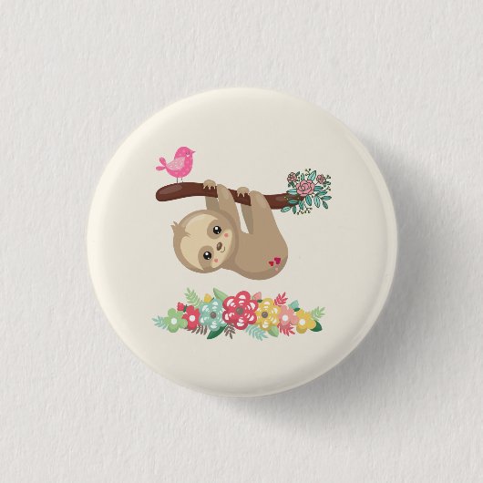 Cute Brown-sleuf ondersteboven Ronde Button 3,2 Cm (Voorkant)