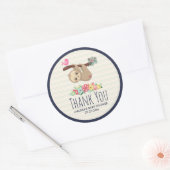 Cute Brown-sleuf ondersteboven Ronde Sticker (Envelop)