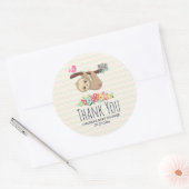 Cute Brown-sleuf ondersteboven Ronde Sticker (Envelop)