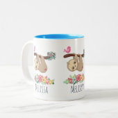 Cute Brown-sleuf ondersteboven Tweekleurige Koffiemok (Voorkant links)