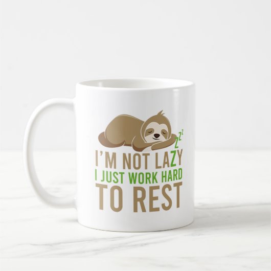 Cute Brown Sloth Ik ben niet lui Koffiemok (Links)