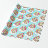 Cute Brown Sloth, Meditatie op een Cloud Pattern Cadeaupapier (Uitgerold)
