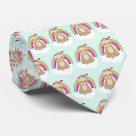 Cute Brown Sloth, Meditatie op een Cloud Pattern Stropdas