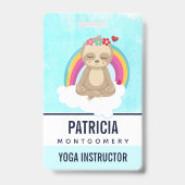 Cute Brown Sloth, Meditating on a Cloud Badge (Achterkant)