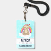Cute Brown Sloth, Meditating on a Cloud Badge (Achterkant met koord)