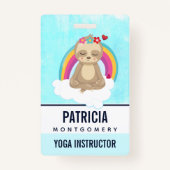 Cute Brown Sloth, Meditating on a Cloud Badge (Achterkant)