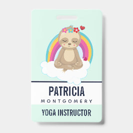 Cute Brown Sloth, Meditating on a Cloud Badge
