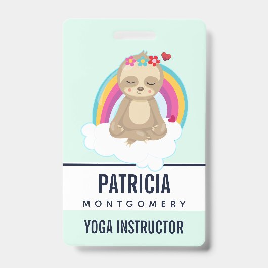 Cute Brown Sloth, Meditating on a Cloud Badge (Voorzijde)