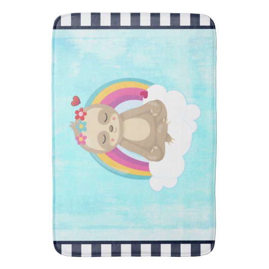 Cute Brown Sloth, Meditating on a Cloud Badmat (Voorkant Verticaal)