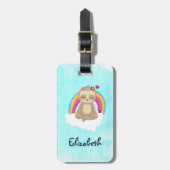 Cute Brown Sloth, Meditating on a Cloud Bagagelabel (Voorkant verticaal)