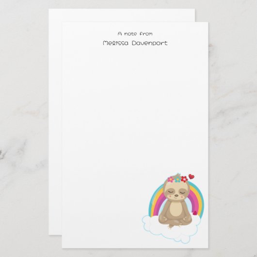 Cute Brown Sloth, Meditating on a Cloud Briefpapier (Voorkant / Achterkant)