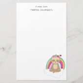 Cute Brown Sloth, Meditating on a Cloud Briefpapier (Voorkant)