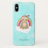 Cute Brown Sloth, Meditating on a Cloud Case-Mate iPhone Case (Achterkant)