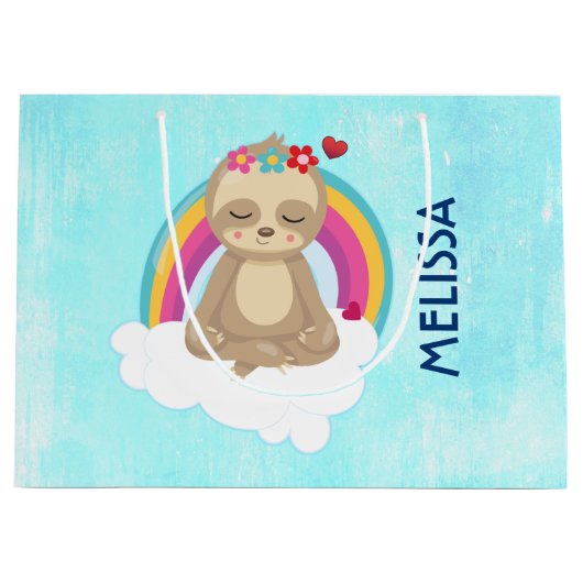 Cute Brown Sloth, Meditating on a Cloud Groot Cadeauzakje (Voorkant)