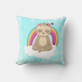 Cute Brown Sloth, Meditating on a Cloud Kussen