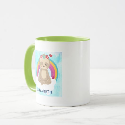 Cute Brown Sloth, Meditating on a Cloud Mok (Voorkant links)