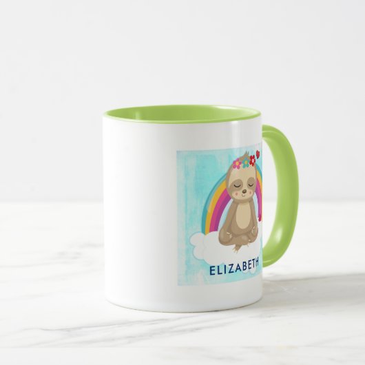 Cute Brown Sloth, Meditating on a Cloud Mok (Voorkant rechts)