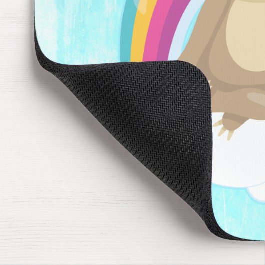 Cute Brown Sloth, Meditating on a Cloud Muismat (Hoek)