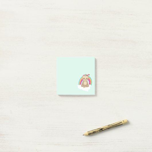 Cute Brown Sloth, Meditating on a Cloud Post-it® Notes (Op bureau)