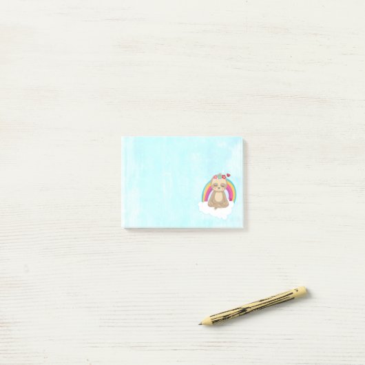Cute Brown Sloth, Meditating on a Cloud Post-it® Notes (Op bureau)
