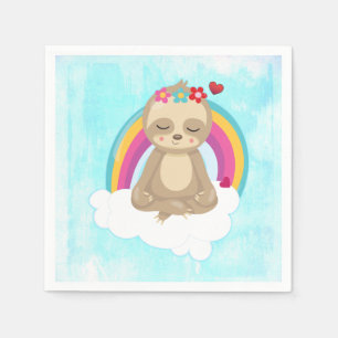Cute Brown Sloth Meditating on a Cloud Servet