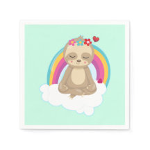 Cute Brown Sloth Meditating on a Cloud