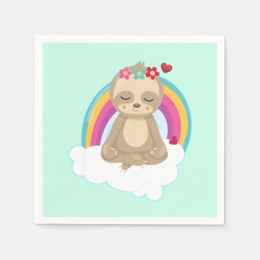 Cute Brown Sloth Meditating on a Cloud Servet (Voorkant)