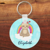 Cute Brown Sloth, Meditating on a Cloud Sleutelhanger (Voorkant)