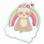 Cute Brown Sloth, Meditating on a Cloud Sticker (Voorkant)
