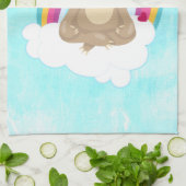 Cute Brown Sloth, Meditating on a Cloud Theedoek (Gevouwen)