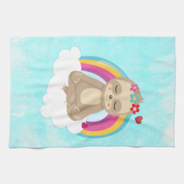 Cute Brown Sloth, Meditating on a Cloud Theedoek