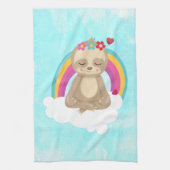 Cute Brown Sloth, Meditating on a Cloud Theedoek (Verticaal)