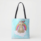 Cute Brown Sloth, Meditating on a Cloud Tote Bag (Voorkant)