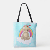 Cute Brown Sloth, Meditating on a Cloud Tote Bag (Achterkant)