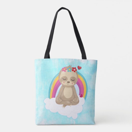 Cute Brown Sloth, Meditating on a Cloud Tote Bag (Achterkant)