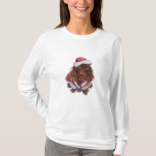 Cute brown spaniel in kerstavond t-shirt (Voorkant)