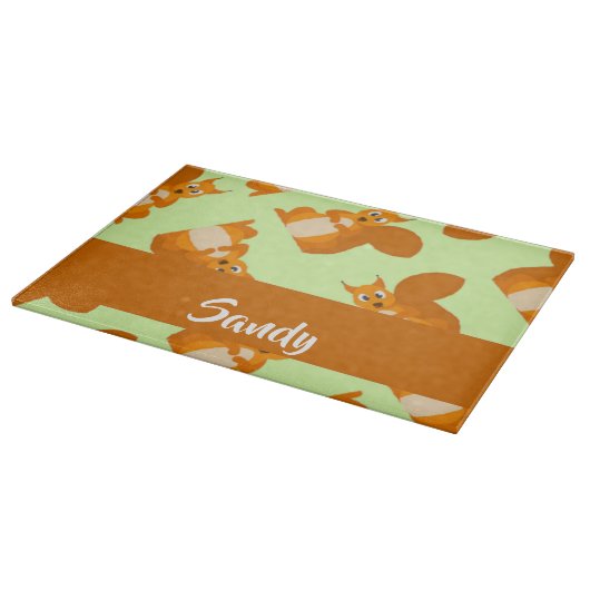 Cute brown squirrel patroon snijplank (Hoek)