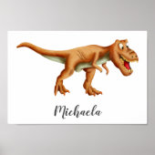Cute Brown T-Rex Dinosaur met Roar Kind Room Poster (Voorkant)