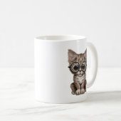 Cute Brown Tabby Kitten met oogglazen Koffiemok (Voorkant rechts)