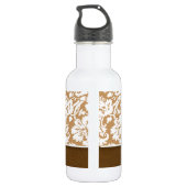 Cute Brown, Tan Damask Waterfles (Achterkant)