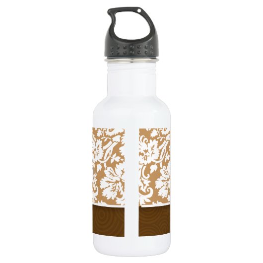Cute Brown, Tan Damask Waterfles (Achterkant)