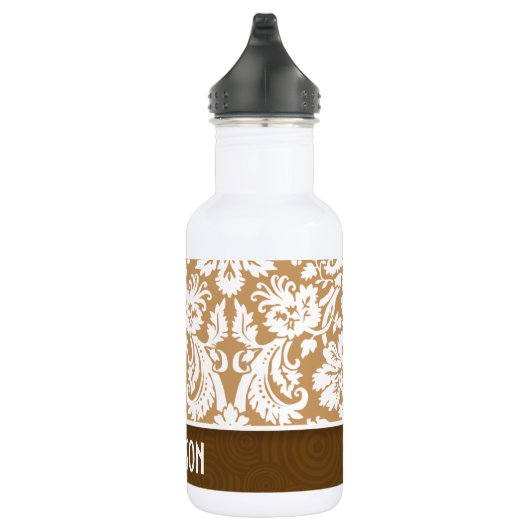 Cute Brown, Tan Damask Waterfles (Rechts)