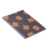 Cute Brown Teddy Bear Face Pattern Dark Blue Notitieboek (Rechterzijde)