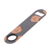 Cute Brown Teddy Bear Face Pattern Dark Blue Speed Flessenopener (Voorkant Gekanteld)