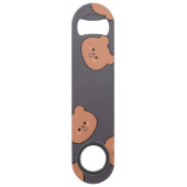 Cute Brown Teddy Bear Face Pattern Dark Blue Speed Flessenopener (Achterkant)